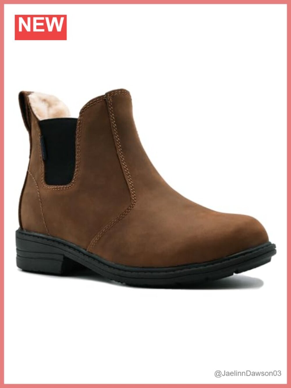Women's Waterproof Leather Wool Lined Chelsea Winter Boots Slip-On